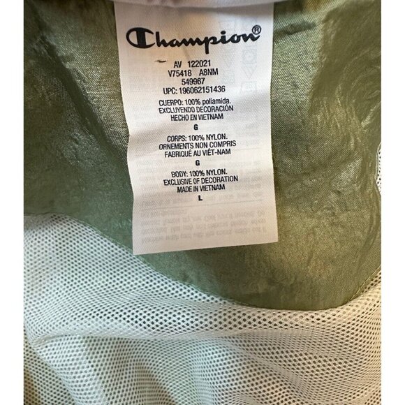 Champion Windbreaker Full Zip Green Color block Track Jacket Mens Sz Large - Picture 5 of 10